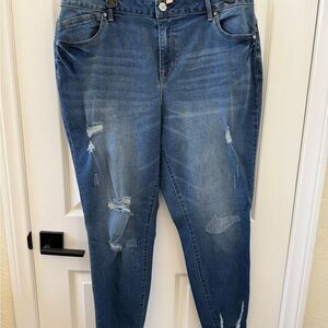 1822 Denim Blue Distressed Boyfriend Jeans